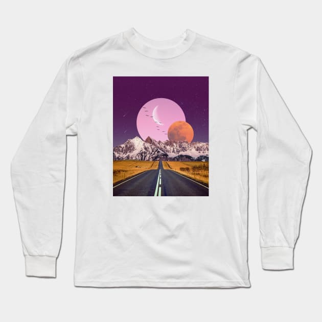 Pink Moon Long Sleeve T-Shirt by Aaron the Humble